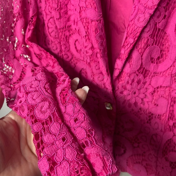 Nanette Lepore Vibrant Pink Lace Blazer - Picture 4 of 6